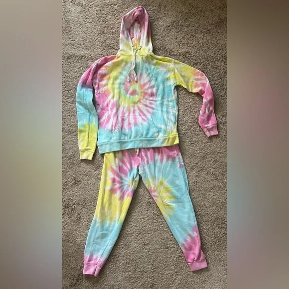 🍬Jill & Ally🍬 Colorful Tie-Dye Hoodie and Sweatpants Set. Size L - Picture 2 of 5